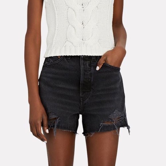RE/DONE 50s Cut off Denim Shorts in Shadow Black - Picture 2 of 16